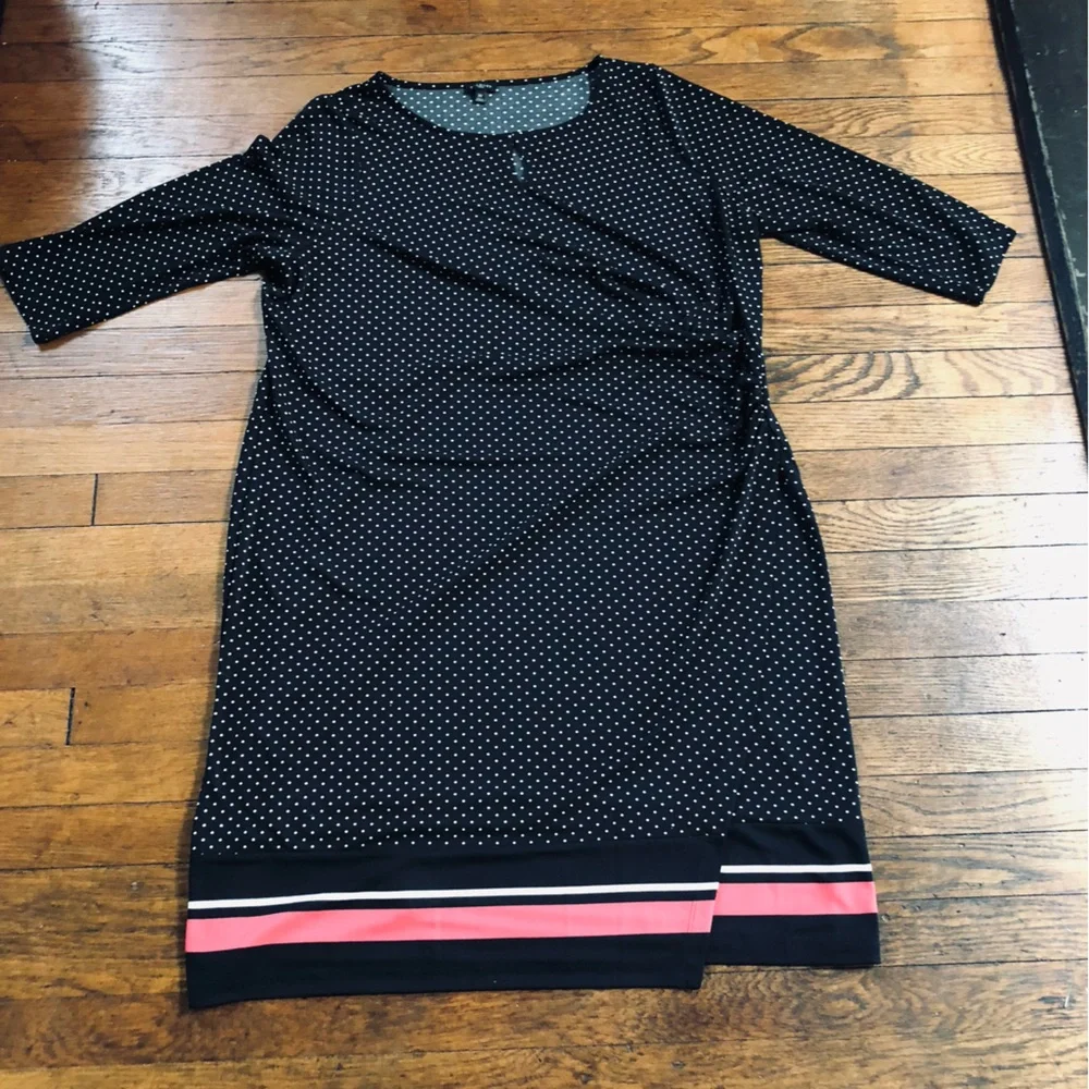 Talbots Black Faux Wrap Polka Dot Career Dress - Picture 2 of 4